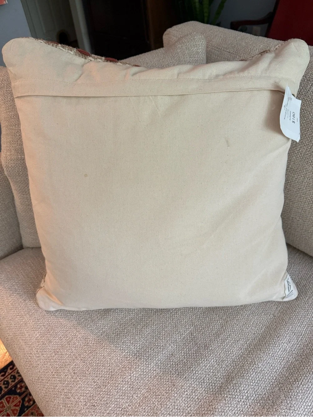 Woven Checker Throw Pillow in Cream and Tan